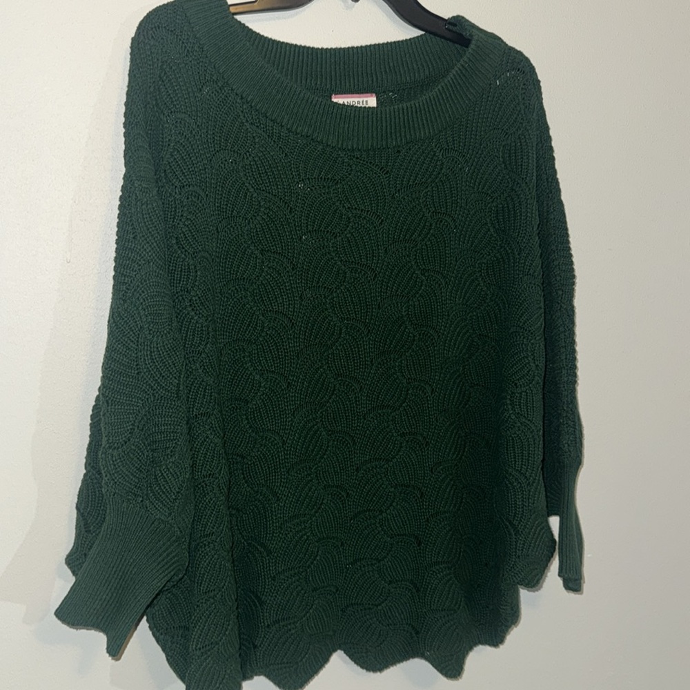 Green Sweater with Scalloped Bottom from Andree by Unit Size Medium - Picture 5 of 7